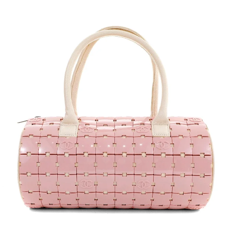 Exclusive CHANEL bags for collectors -Chanel Pink and Beige Lucite Puzzle Mini Barrel Duffel Handbag RARE