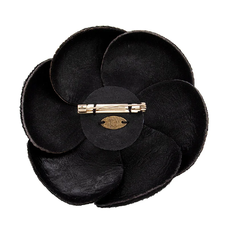 Exclusive CHANEL rings with elegant designs -Chanel Pony Hair Camellia Brooch - FINAL SALE (18552)