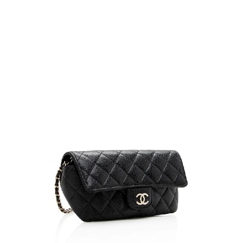 CHANEL bags with unique patterns -Chanel Quilted Caviar Leather Mini Chain Bag (18802)