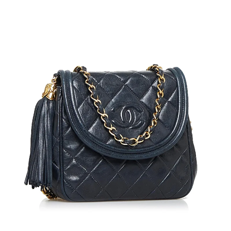 Premium leather CHANEL bags -Chanel Quilted Lambskin CC Tassel Crossbody Bag (Cv9Idd)