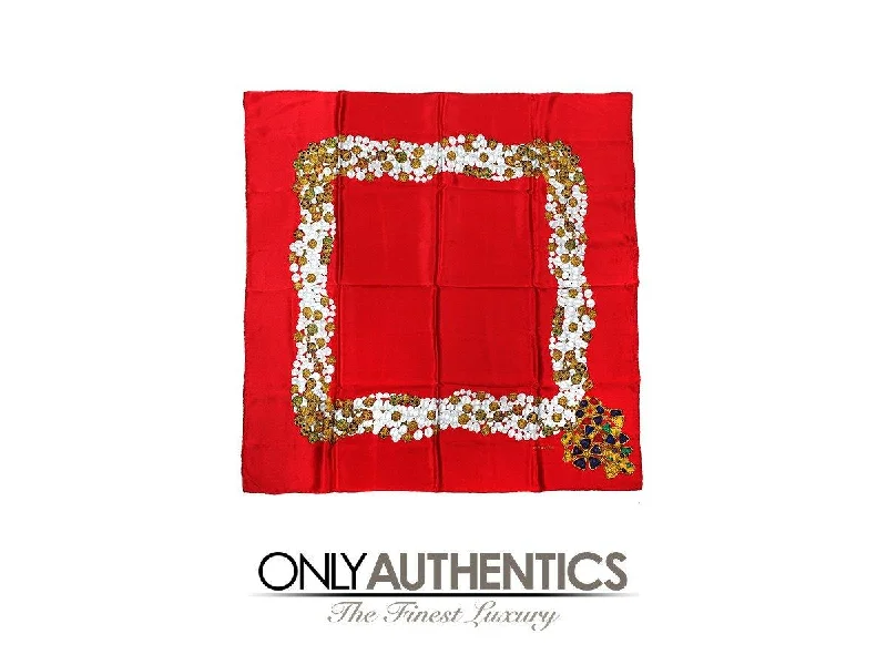 Chanel Red Silk Gripoix Scarf