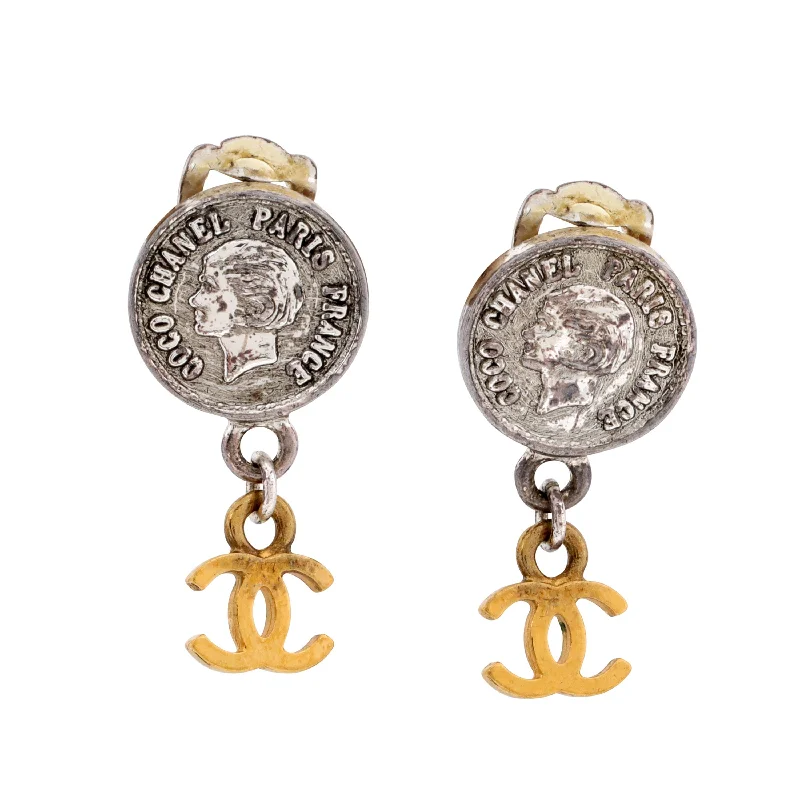 CHANEL bags for every occasion -Chanel Silver Coin w/ Gold CC Dangle Earrings