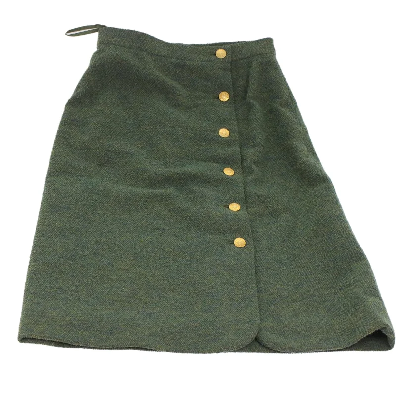 Classic CHANEL shirt dresses -CHANEL Skirt Wool Green CC  am4825