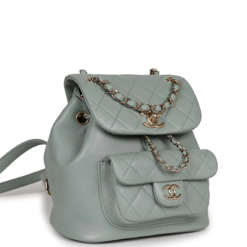 Luxury CHANEL bags for women -Chanel Small Duma Backpack Light Blue Lambskin Light Gold Hardware