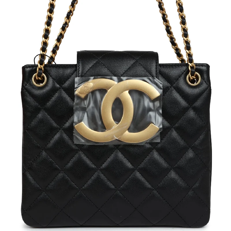 Exclusive CHANEL bags for fashion enthusiasts -Chanel Small Quilted CC Shoulder Bag Black Lambskin Antique Gold Hardware