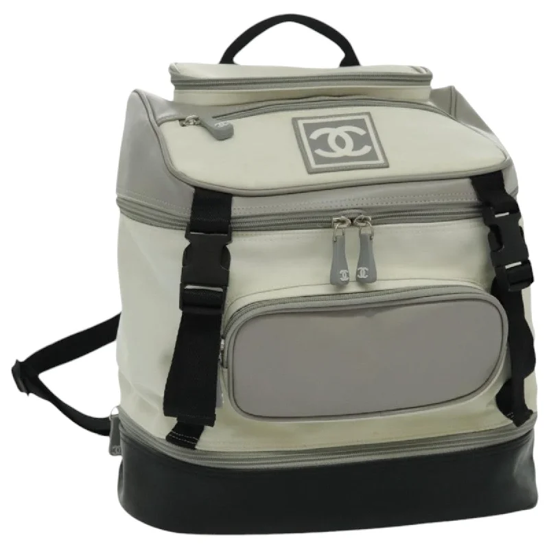 Designer CHANEL handbags for special occasions -CHANEL Sports Line Backpack Nylon White Gray CC  bs19164