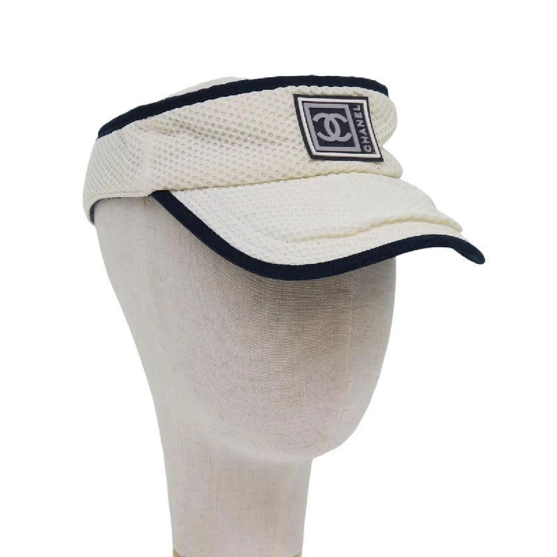 Designer CHANEL casual dresses -CHANEL Sports Sun Visor Cotton White Silver CC  am6754