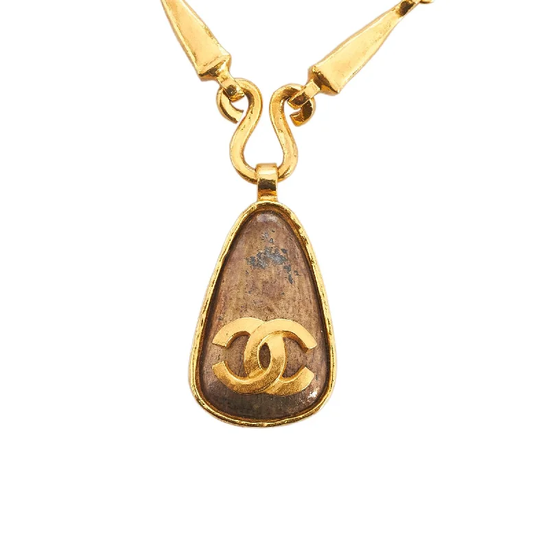 CHANEL accessories with quilted designs -Chanel Teardrop CC Logo Pendant Necklace (ziyd90)