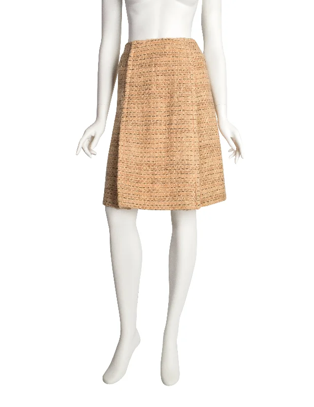 CHANEL winter jackets for cold weather -Chanel Vintage 1960s Haute Couture Beige and Peach Wool Suit Skirt