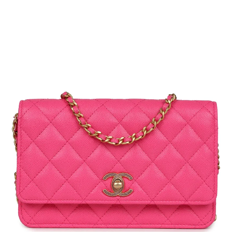 CHANEL bags with logo design -Chanel Wallet on Chain WOC Fuchsia Caviar Antique Gold Hardware