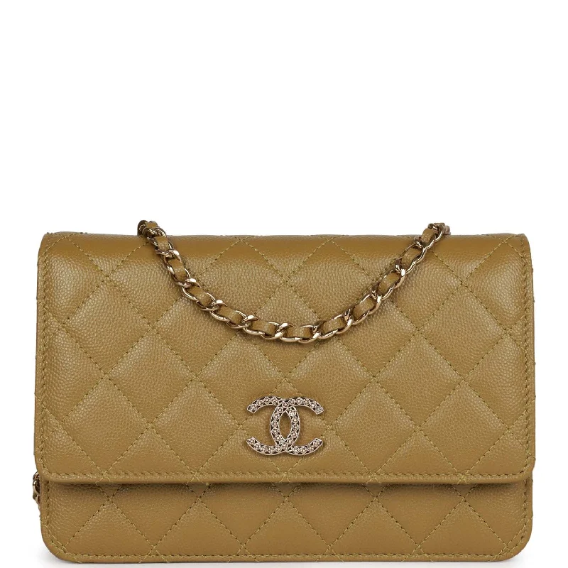 CHANEL bags for women’s fashion -Chanel Wallet on Chain WOC Olive Green Caviar Light Gold Hardware