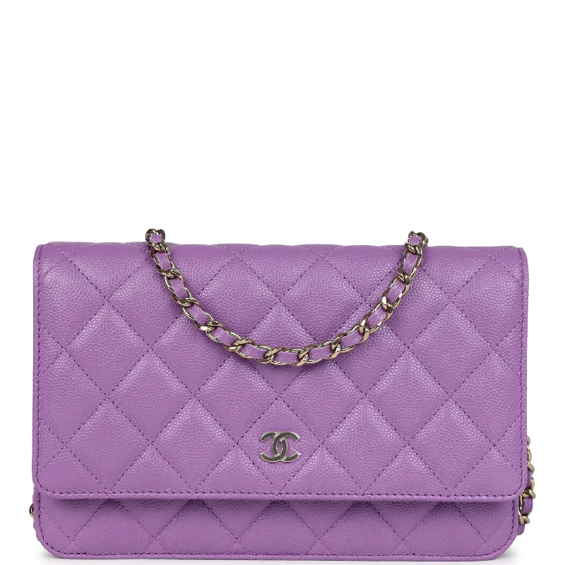 Limited edition CHANEL bags -Chanel Wallet On Chain WOC Purple Caviar Light Gold Hardware