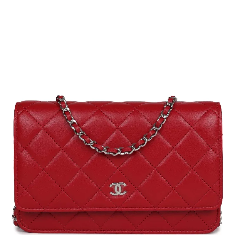 Exclusive CHANEL bags for collectors -Chanel Wallet on Chain WOC Red Lambskin Silver Hardware