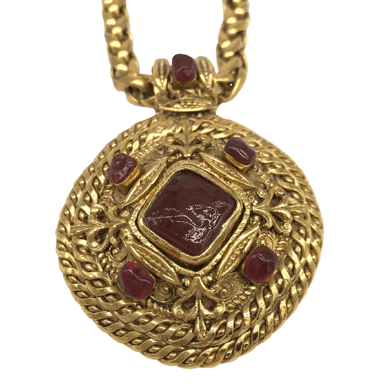 CHANEL rings with statement designs -Vintage Chanel Red Stone Necklace