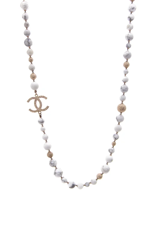 CHANEL jewelry with gold hardware -Marble Bead CC Necklace