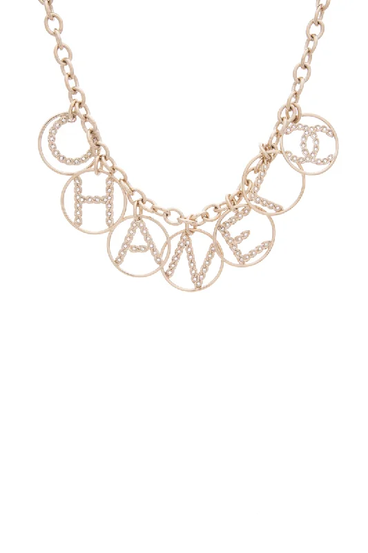 Buy CHANEL earrings with gold-plated finish -CC Logo Charm Necklace