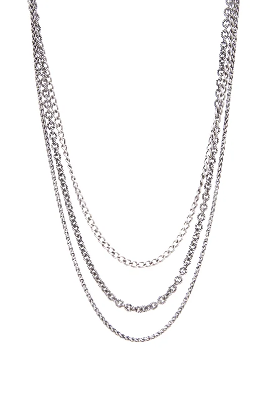 Buy CHANEL bracelets with modern textures -3 Row Multichain Necklace