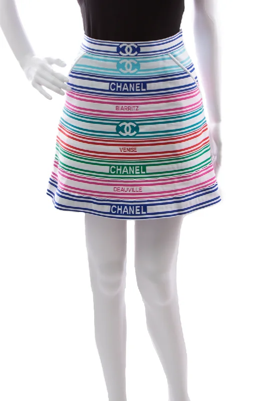 Designer CHANEL casual dresses -Rainbow Striped Skirt - Size 34