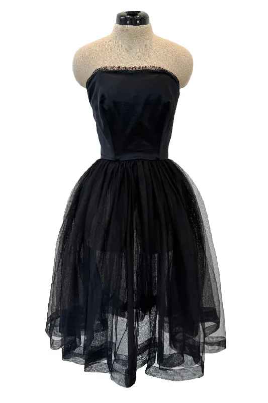 Buy CHANEL dresses online -Stupendous c. Fall 1991 Chanel by Karl Lagerfeld Strapless Mini Dress w Full Net Skirt