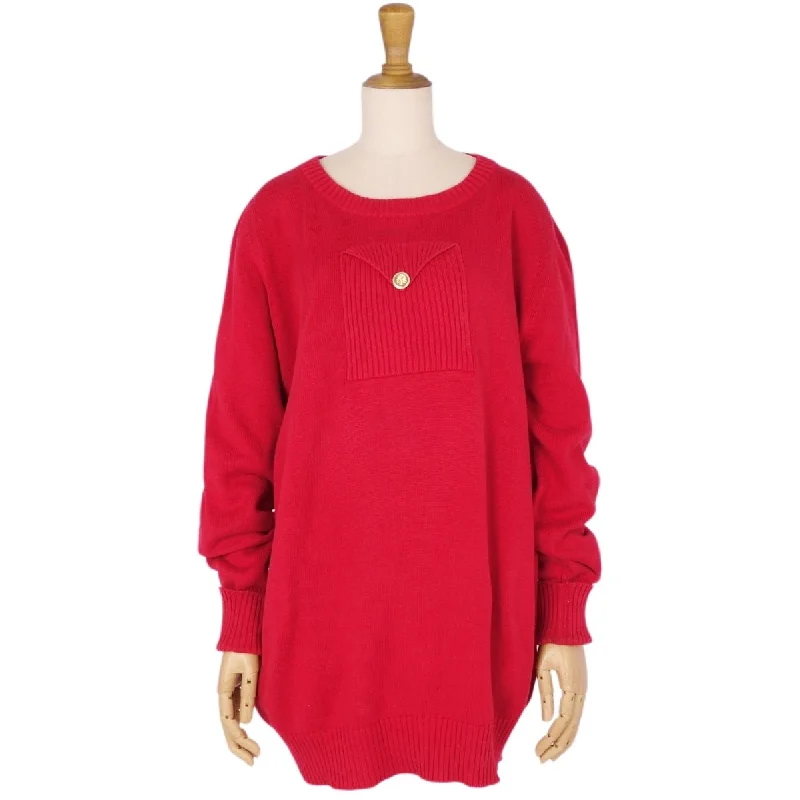 CHANEL wool sweaters for women -Vint Chanel s  Coco  Cotton Cotton Tops  Italian Made L Equivalent Red