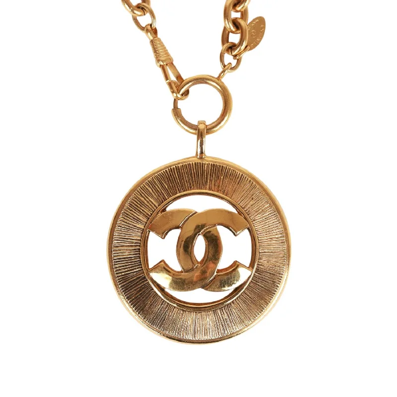 CHANEL hair accessories for women -Chanel Vintage Gold Sunburst Interlocking CC Medallion Necklace