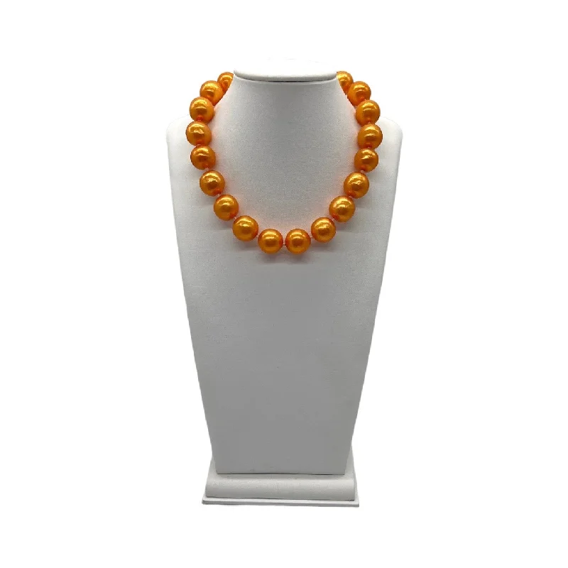 Buy CHANEL earrings with gold-plated finish -Chanel Vintage  Orange Synthetic Pearl Necklace