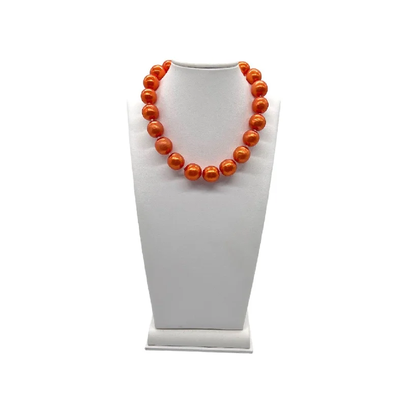 CHANEL gold-tone jewelry collection -Chanel Vintage Red Orange Synthetic Pearl Necklace