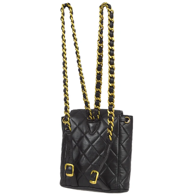 CHANEL bags with iconic quilting -Chanel 1991-1994 Black Lambskin Small Duma Backpack