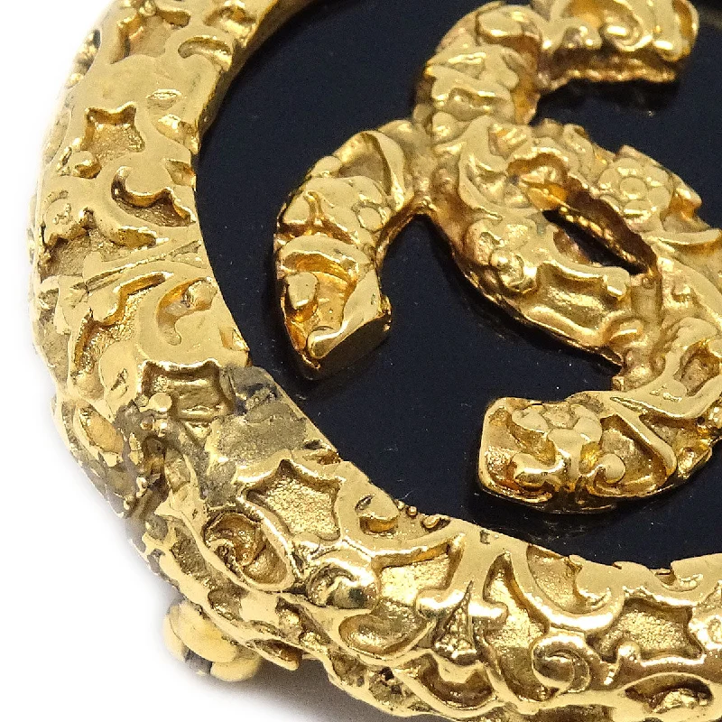 Buy CHANEL earrings with gemstone details -CHANEL 1993 Brooch Pin Gold Black