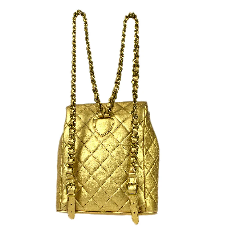 CHANEL bags for special events -Chanel 1994 Gold Lambskin Duma Chain Backpack Large