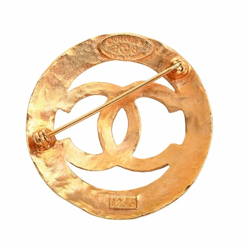 CHANEL earrings with floral motifs -CHANEL Cocomark Circle Brooch Gold Ladies