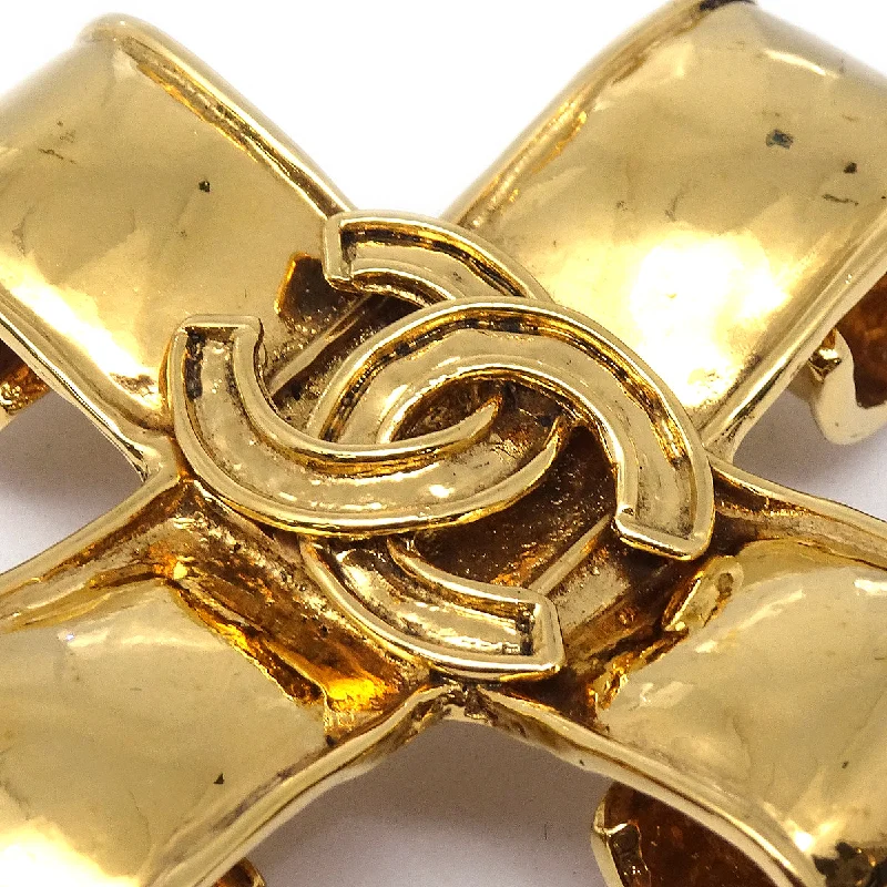 CHANEL earrings with crystals -Chanel Cross Brooch Pin Corsage Gold 94P