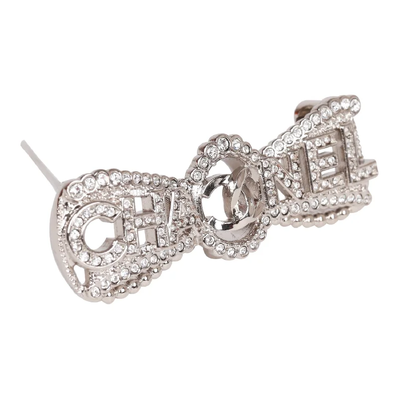 Designer CHANEL watches for luxury lovers -Chanel Crystal Bow CC Silver Brooch