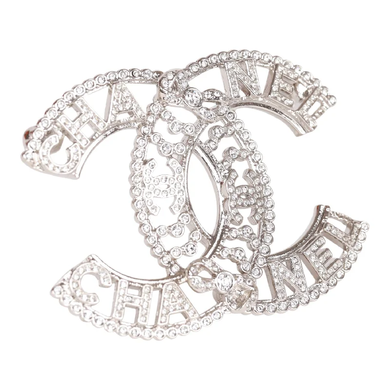 Buy CHANEL earrings with gold-plated finish -Chanel Crystal Bow CC Silver Brooch