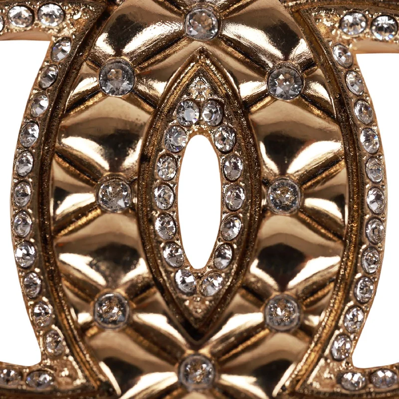 Buy CHANEL bracelets with modern textures -Chanel Crystal CC Gold Quilted Brooch