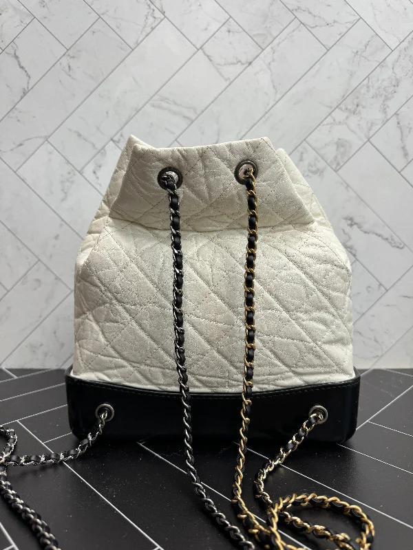 New arrivals of CHANEL bags -Chanel Gabrielle White Calfskin Leather 2 tone Backpack