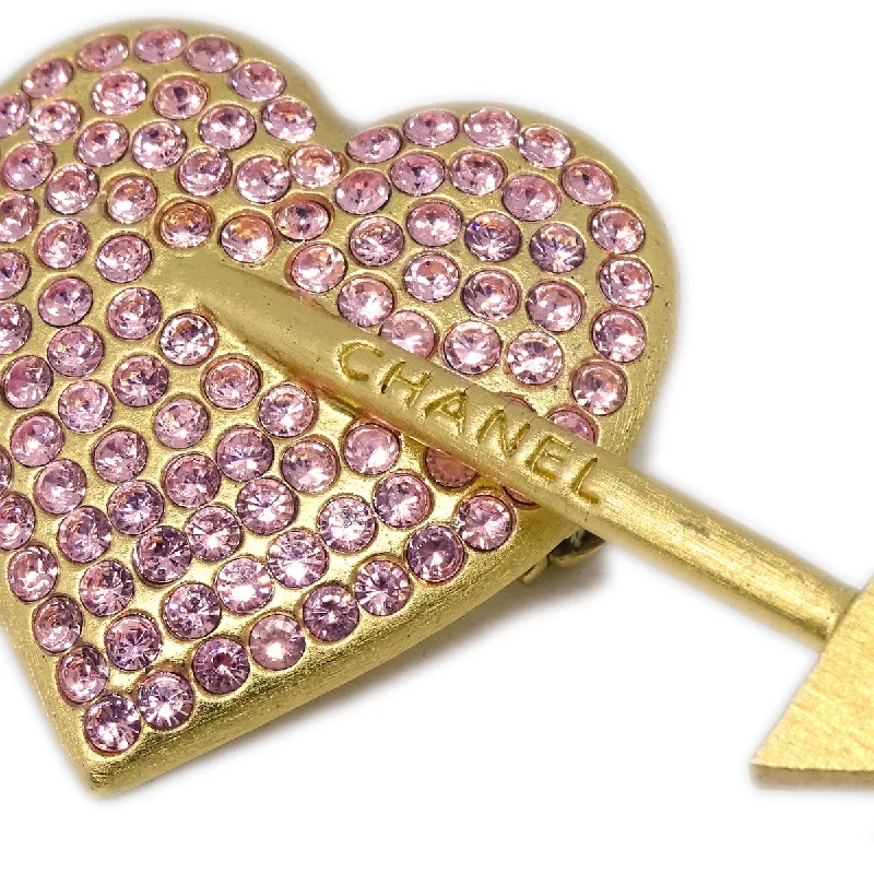 Buy CHANEL rings for every occasion -Chanel Gold Bow And Arrow Heart Brooch Pin Rhinestone 02P