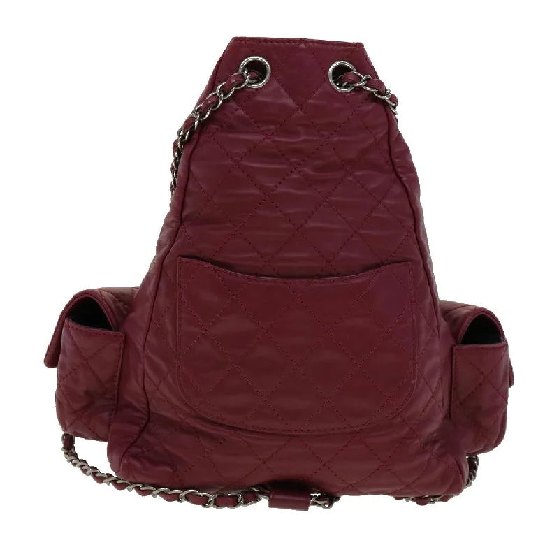 CHANEL bags with iconic color schemes -CHANEL Matelasse Chain Backpack Lamb Skin Bordeaux CC  30736A