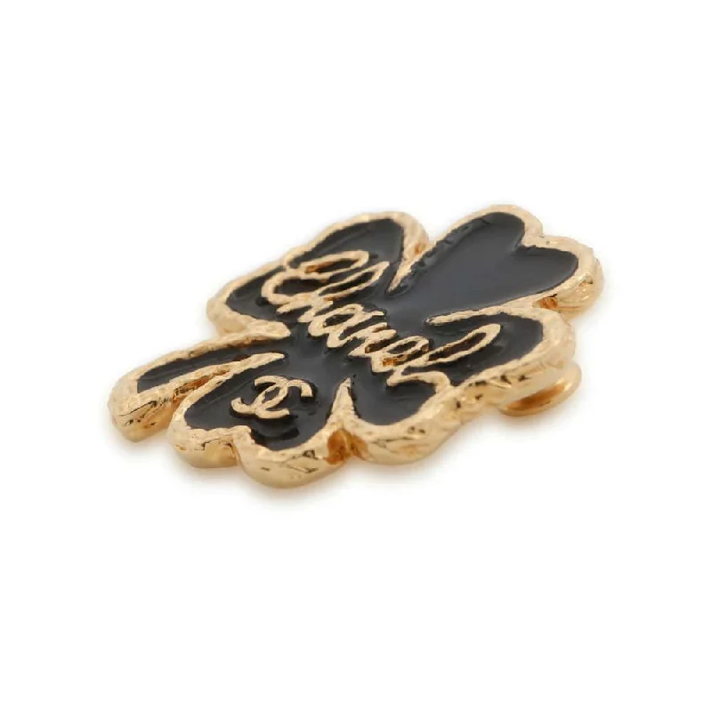 Buy CHANEL bracelets with modern textures -CHANEL Brooch Clover Black/Gold ABC961 Metal