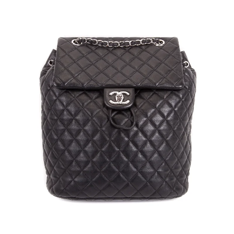 CHANEL bag sale discounts -Black Quilted Lambskin Large Backpack