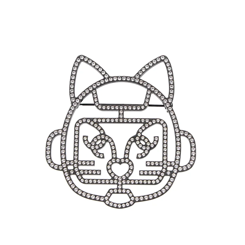 Buy CHANEL brooches with crystal embellishments -Cat Robot Rhinestone Brooch