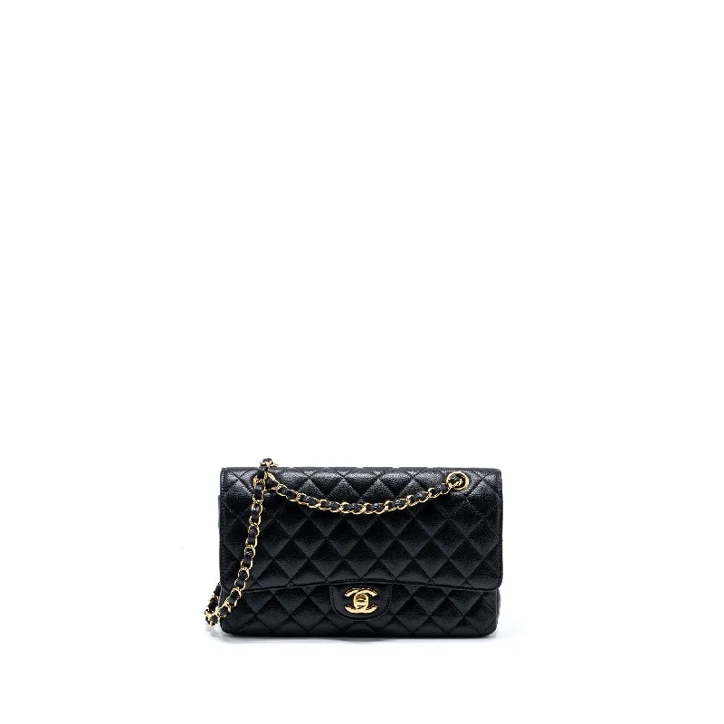 CHANEL Boy bag collection -Chanel Medium classic double flap bag caviar black GHW