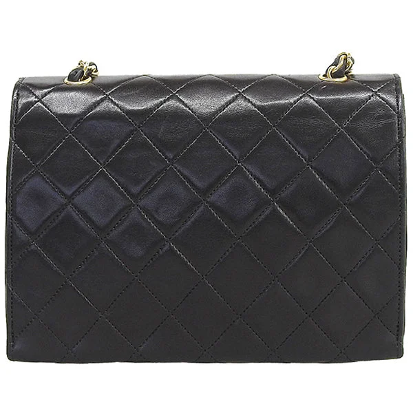 Buy CHANEL bags with leather exterior -CHANEL Around 1985~1990 Made V Flap Cc Mark Plate Chain Bag Black