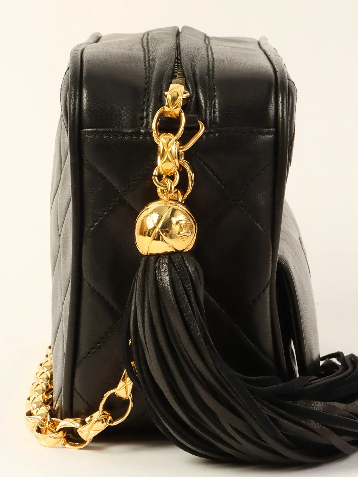 CHANEL bags in soft leather -CHANEL Around 1990 Made Cc Mark Stitch Tassel Bijoux Chain Bag Black