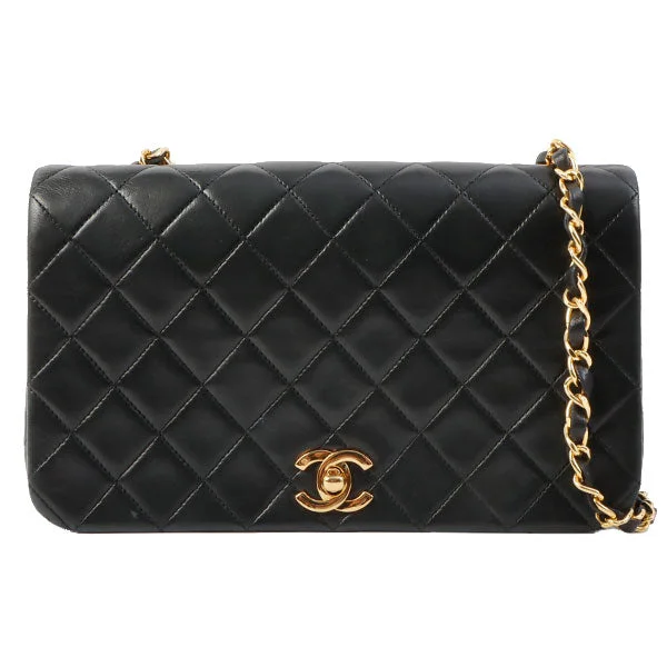 CHANEL evening bags -Chanel Around 1990 Made Full Flap Chain Bag 23Cm Black