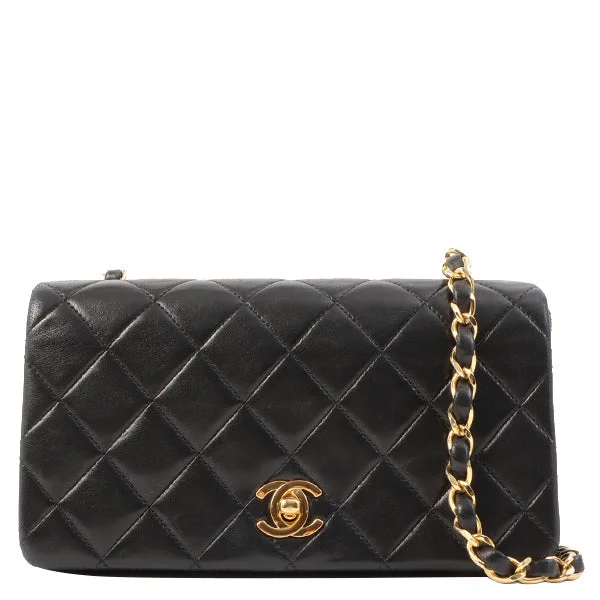 CHANEL bags for casual wear -Chanel Around 1990 Made Full Flap Turn-Lock Chain Bag Mini Black