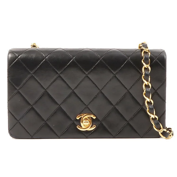 CHANEL bags for formal events -Chanel Around 1990 Made Full Flap Turn-Lock Chain Bag Mini Black