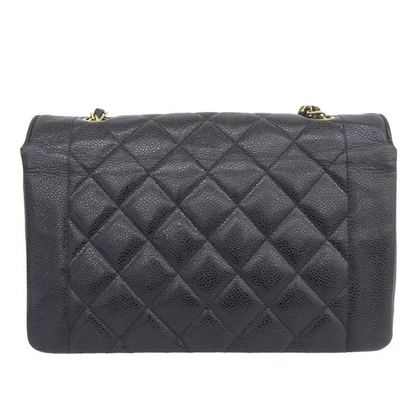 CHANEL bags for professional women -CHANEL Around 1992 Made Caviar Skin Diana Flap Chain Bag 25Cm Black