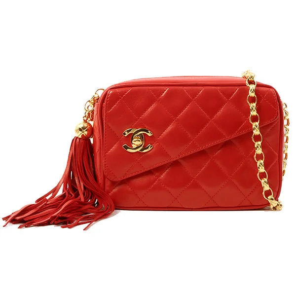 Luxury CHANEL bags for women -Chanel Around 1992 Made Turn-Lock Fringe Bijoux Chain Bag Red