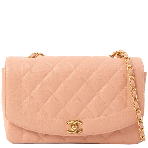 CHANEL Coco Handle bag -Chanel Around 1995 Made Caviar Skin Diana Flap Chain Bag 25Cm Baby Pink